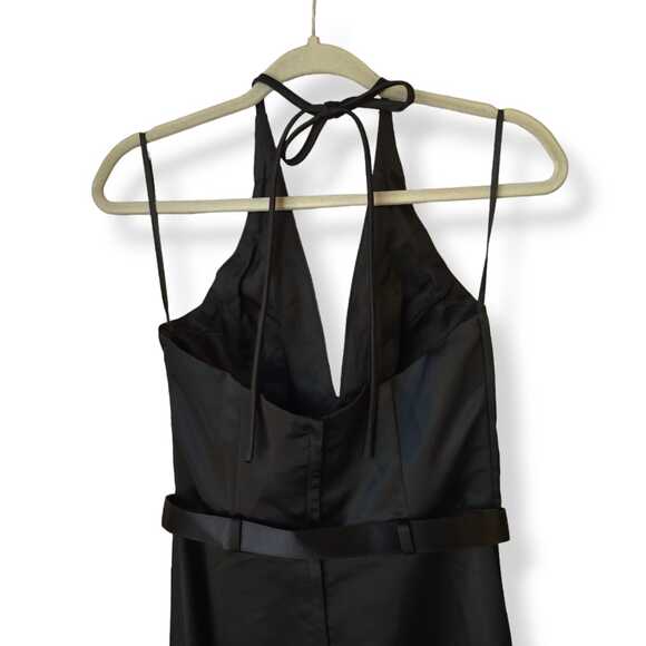 Scott McClintock Open Back Formal Long Dress Black Gown Size 8 Rhinestone Belt - Picture 7 of 9